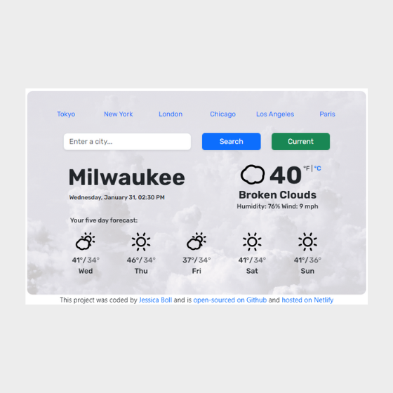 Weather app project preview